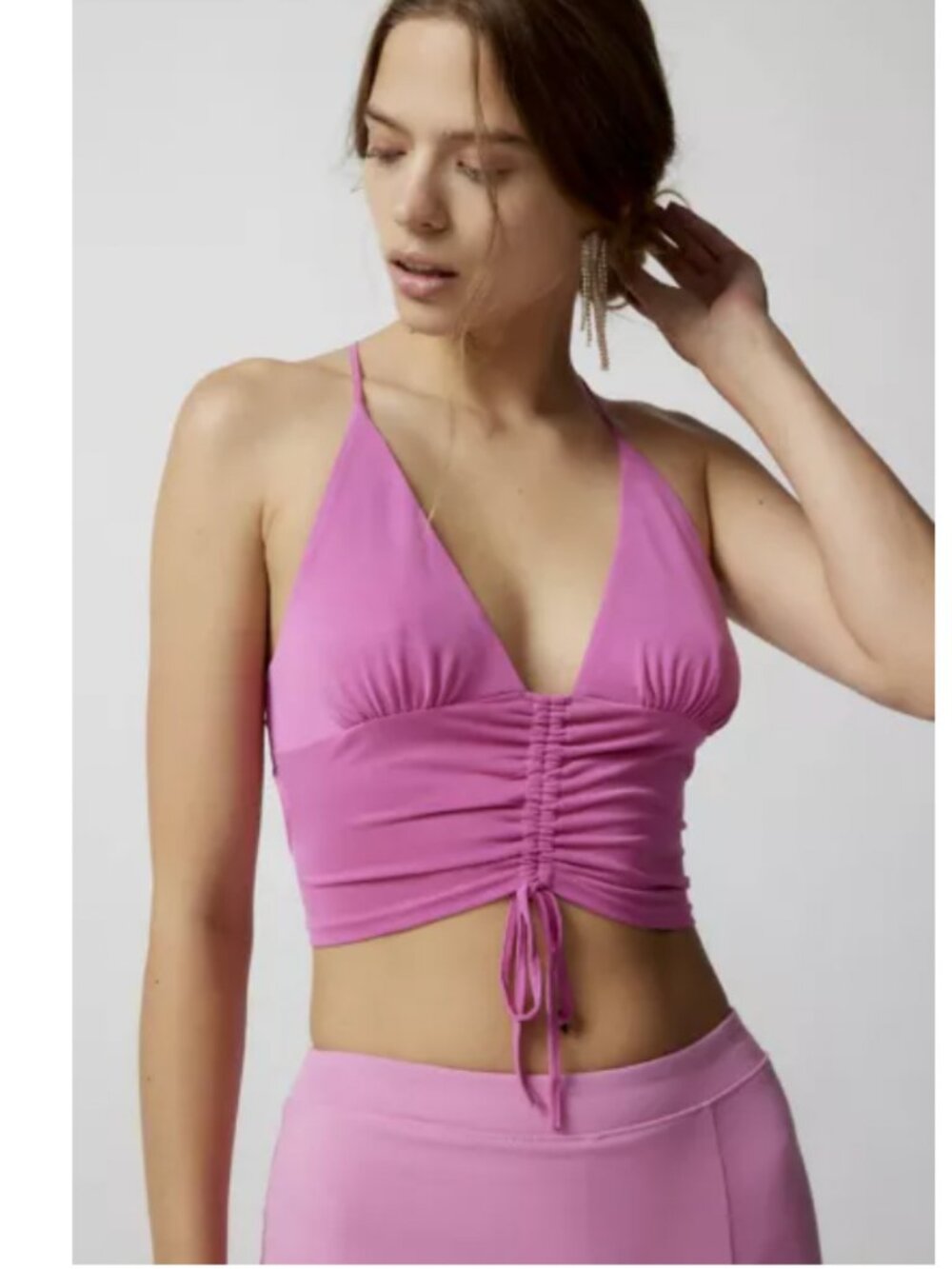 Silence + Noise Pink Strappy Crop Top
